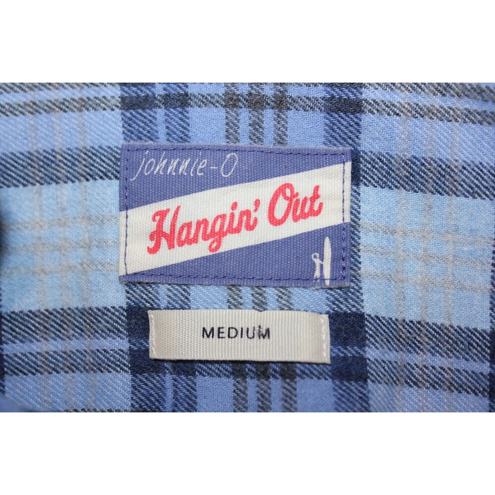 Johnnie-O Hangin Out Shirt Mens Large Blue Plaid Button Down Flannel Sz M - Picture 9 of 10